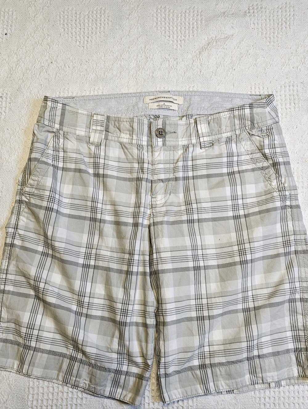 Abercrombie & Fitch Gray and White Plaid Shorts